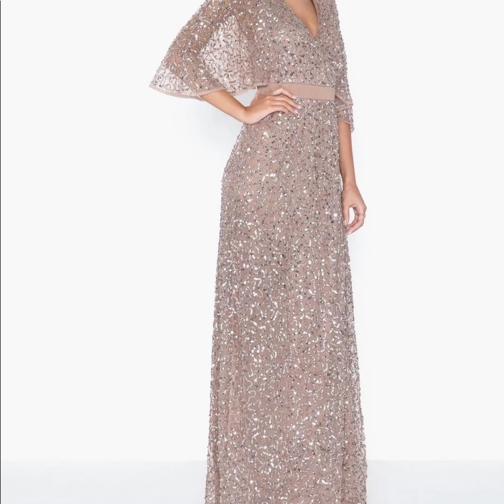 Maya Deluxe ASOS sz 2 sequin beige formal wedding